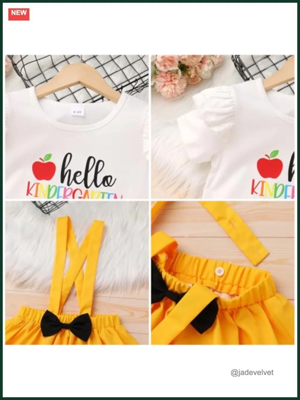 Toddler Girls Back to School Pencil Print T-Shirt & Suspenders Skirt Dress Set